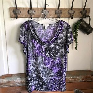 Purple/Gray Floral Top